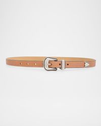 Grain Vachetta Leather Skinny Belt