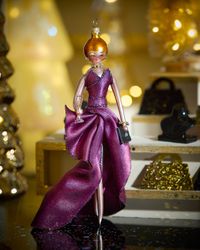 Fashionista in Plum Gown Christmas Ornament