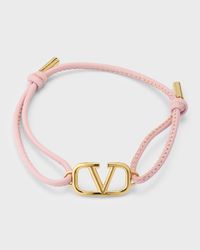 V-Logo Leather Bracelet