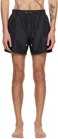 Balmain Black Printed Swim Shorts