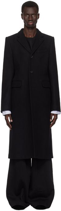 Dries Van Noten Black Wool Coat