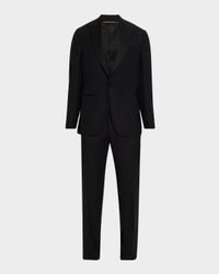 Men's Textured Wool Peak Lapel Suit