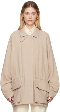 LE17SEPTEMBRE Blouson beige en laine à cordon coulissant