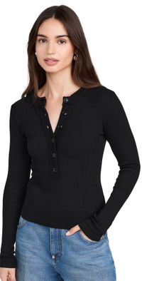 Citizens of Humanity Varra Henley Tee Black XS