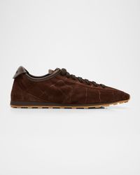 Les Tennis Croc-Embossed Suede Sneakers