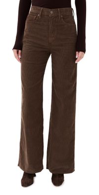 Veronica Beard Jean Taylor High Rise Wide Leg Corduroy Pants Dark Umber 31