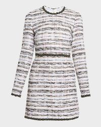 Metallic Tweed Long-Sleeve Mini Dress
