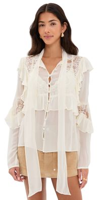 LoveShackFancy Farah Top Ivory S