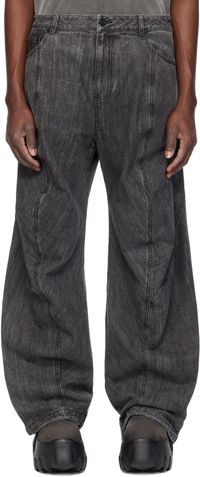 Juun.J Jean gris en denim lavé à coutures à l'avant