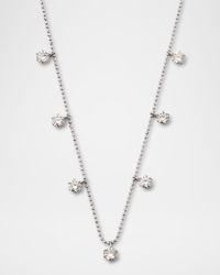 18K White Gold Medium Floating Diamond Necklace