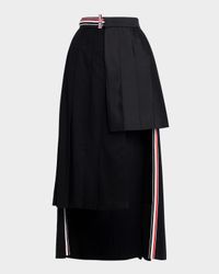 Asymmetric Mixed-Media Pleated Skirt