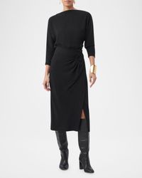 Abiba Gathered Faux-Wrap Midi Skirt