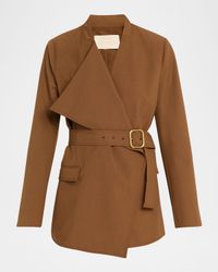 Zehra Draped Blazer Jacket With Belt