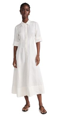 SIMKHAI Claudine Short Sleeve Shirt Midi Dress White L