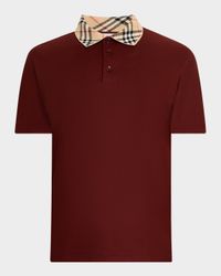 Men's Cotton Check-Collar Polo Shirt