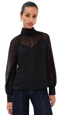 Veronica Beard Alyssa Silk Blouse Black 0