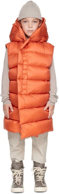 Rick Owens Enfant | Veste orange rembourrée en duvet à capuche
