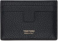 TOM FORD Black Soft Grain Leather Money Clip Card Holder