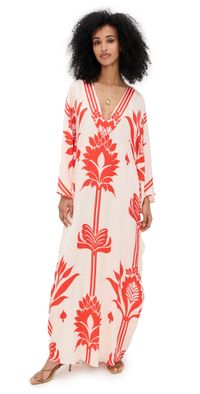 Andres Otalora Bidaee Caftan Ivory/Coral Lotus XS