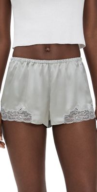 Only Hearts Silk Charmeuse Tap Shorts Sage M
