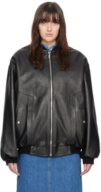Magda Butrym Black Oversized Leather Jacket