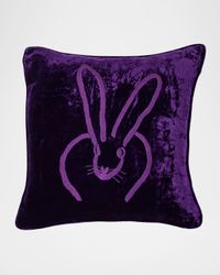 Hand Embroidered Velvet Decorative Pillow, 18" Square
