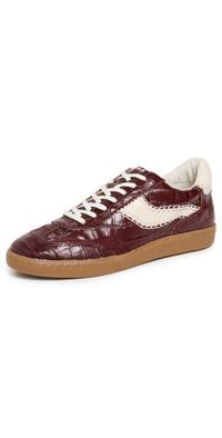 Dolce Vita Notice Stitch Croc Sneakers Oxblood Croco Embossed Leather 7.5