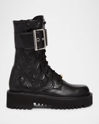 Quilted 67 VLogo Leather Combat Boots