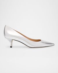 Stuart Metallic Leather Kitten-Heel Pumps