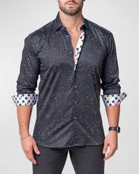 Men's Fibonacci Dotrainbow Button-Front Shirt