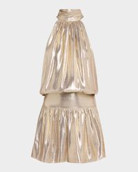 Alexi Metallic Blouson Halter Mini Dress