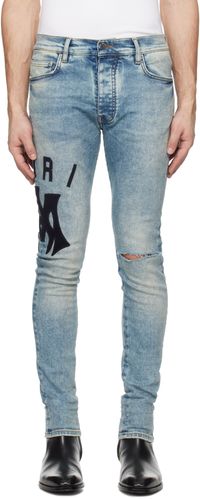 AMIRI Blue Suede Applique Logo Skinny Jeans