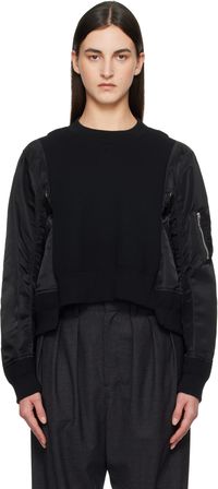 sacai Black Sponge Sweat x Nylon Twill Sweatshirt
