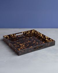 Vida Acrylic Tortoise Large Square Tray With Handles