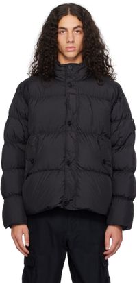 Stone Island Black Crinkle Reps R-NY Down Jacket
