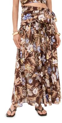 Zimmermann Coco Bow Maxi Skirt Chocolate Multi Floral 0P
