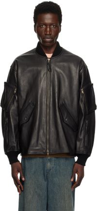 BEAMS PLUS Black MIL Flight Leather Jacket