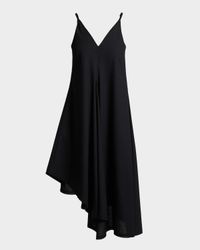 Kourt Asymmetric Linen-Blend Midi Dress