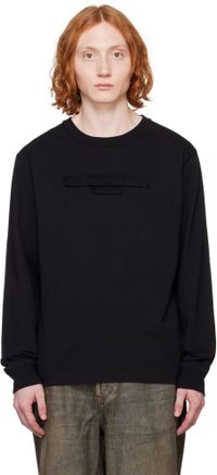 Alexander Wang T-shirt à manches longues noir à écusson à logo à effet usé