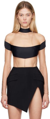 Mugler Justaucorps noir et beige à panneaux transparents