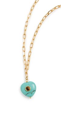 MAYAMAR Paperclip Turquoise Stone Heart Necklace Gold One Size
