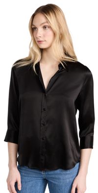 L'AGENCE Dani 3/4 Sleeve Blouse Black L