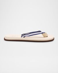 Men's Rubber Grosgrain and Leather Flip Flops