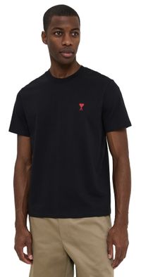 AMI ADC Classic Fit Red Logo Tee Black M