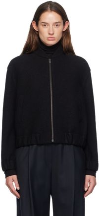 Harris Wharf London Black Cropped Bomber Jacket
