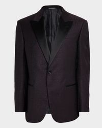 Men's Wool Jacquard Tonal Camouflage Peak Lapel Dinner Jacket