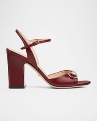 Lady Horsebit Ankle-Strap Leather Sandals