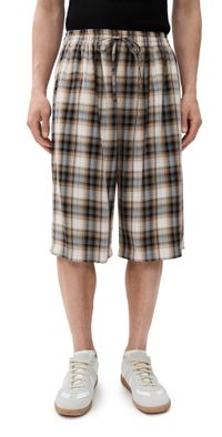 Acne Studios Ressa Optic Check Flannel Shorts 13.5 Beige/Black S