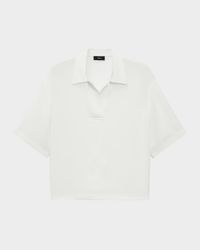 Short-Sleeve Silk Polo Top