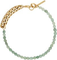 Dries Van Noten Gold & Green Stone Chain Necklace